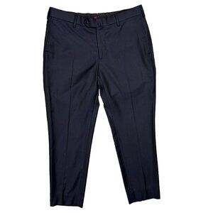Isaia Dress Pants 160s Wool Trousers Italy Navy Blue Aquaspider 32x27